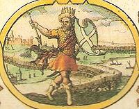 Imaginary depiction of Creoda from John Speed's 1611 "Saxon Heptarchy".